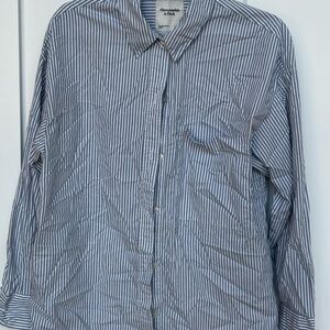 Abercrombie & Fitch Women's Blue Striped Button Down Shirt